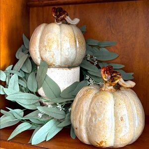 Ceramic Pumpkin Decor in Cream and Brown